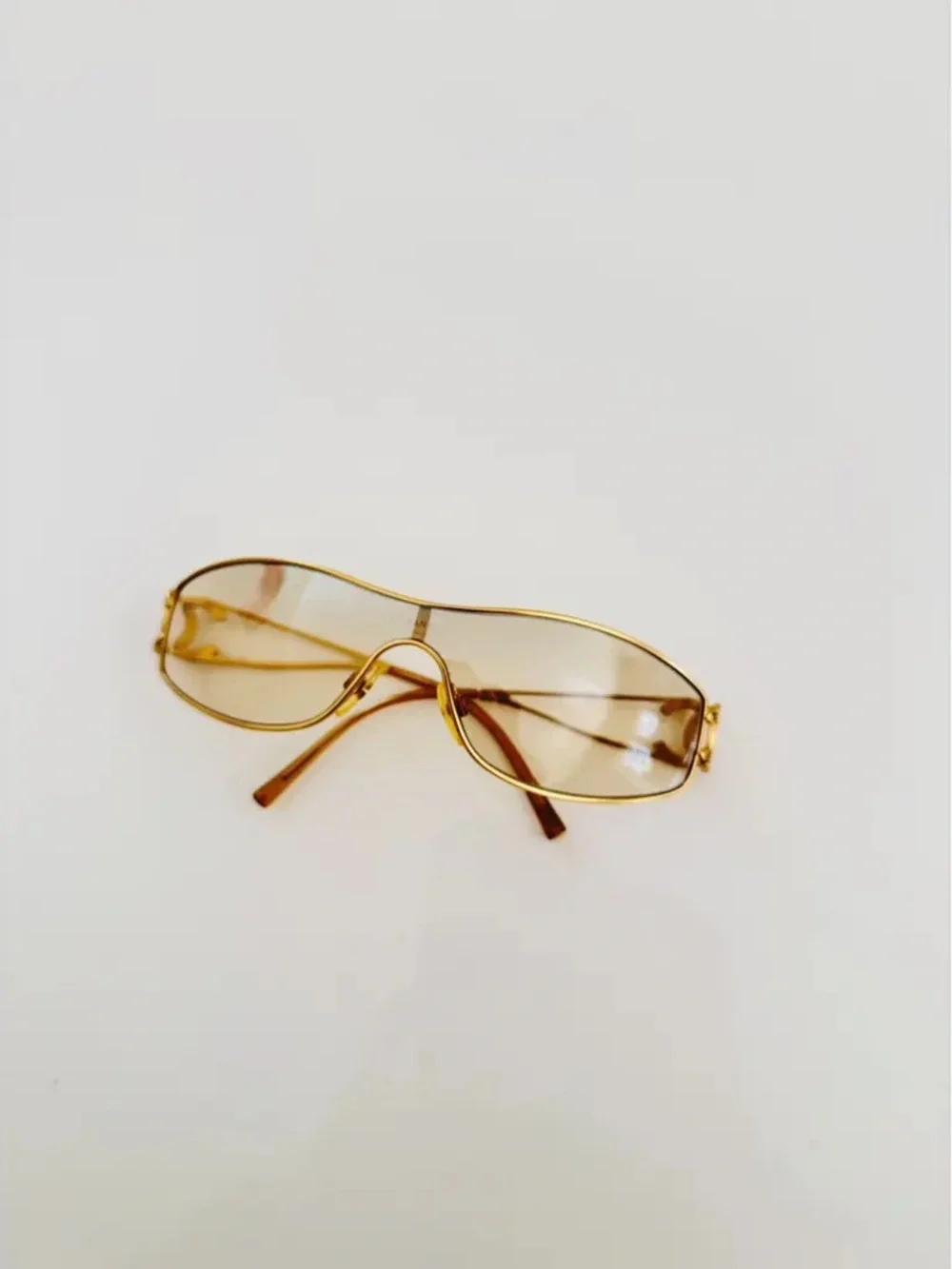 Chanel Vintage 💫Gold-Tone CC Logo Rimless Sunglasses - Gold